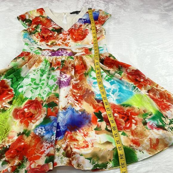 Sami and Dani flowers and mesh vibrant fit and flare dress, size 9 or 10 - Picture 4 of 10
